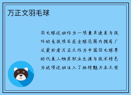万正文羽毛球